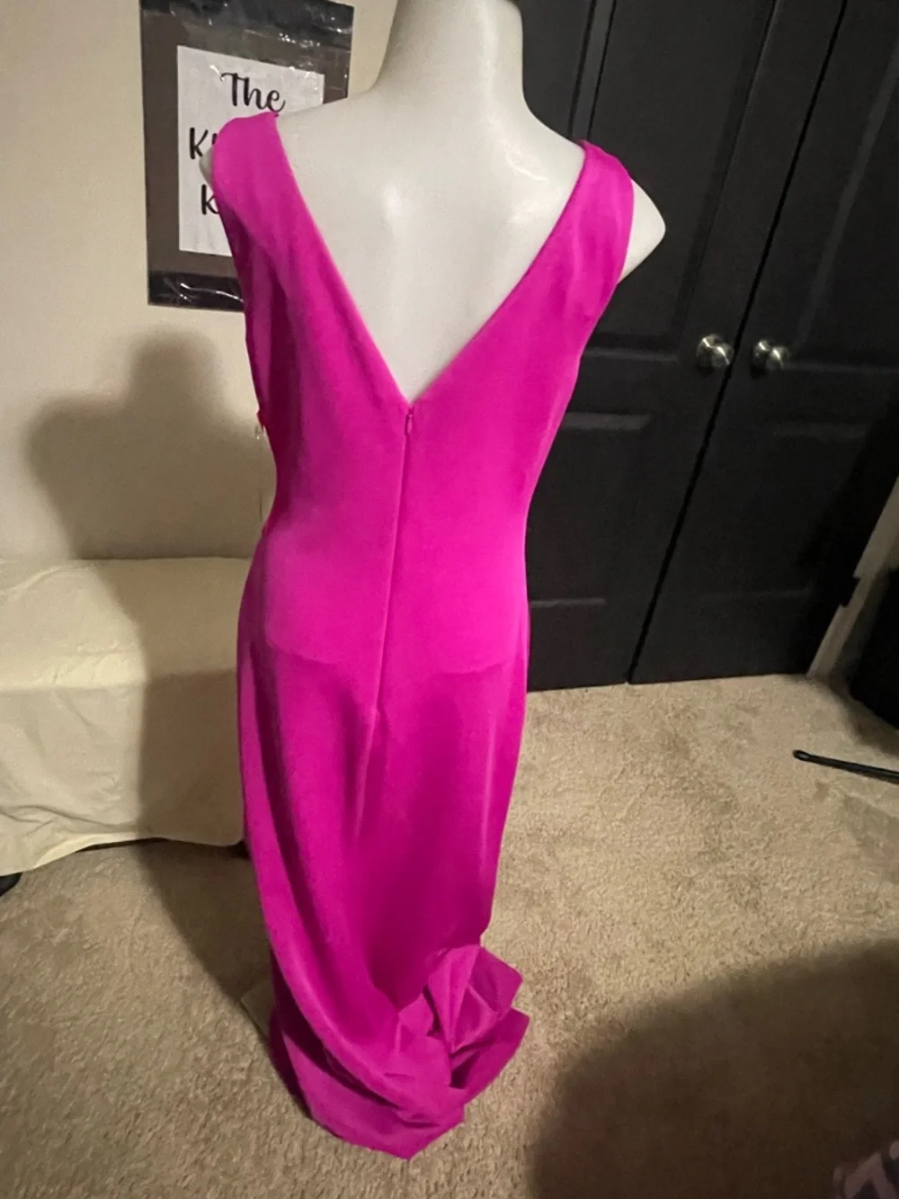 NWT Eliza J Vibrant Fuchsia Sleeveless Draped Midi Dress - Picture 5 of 7